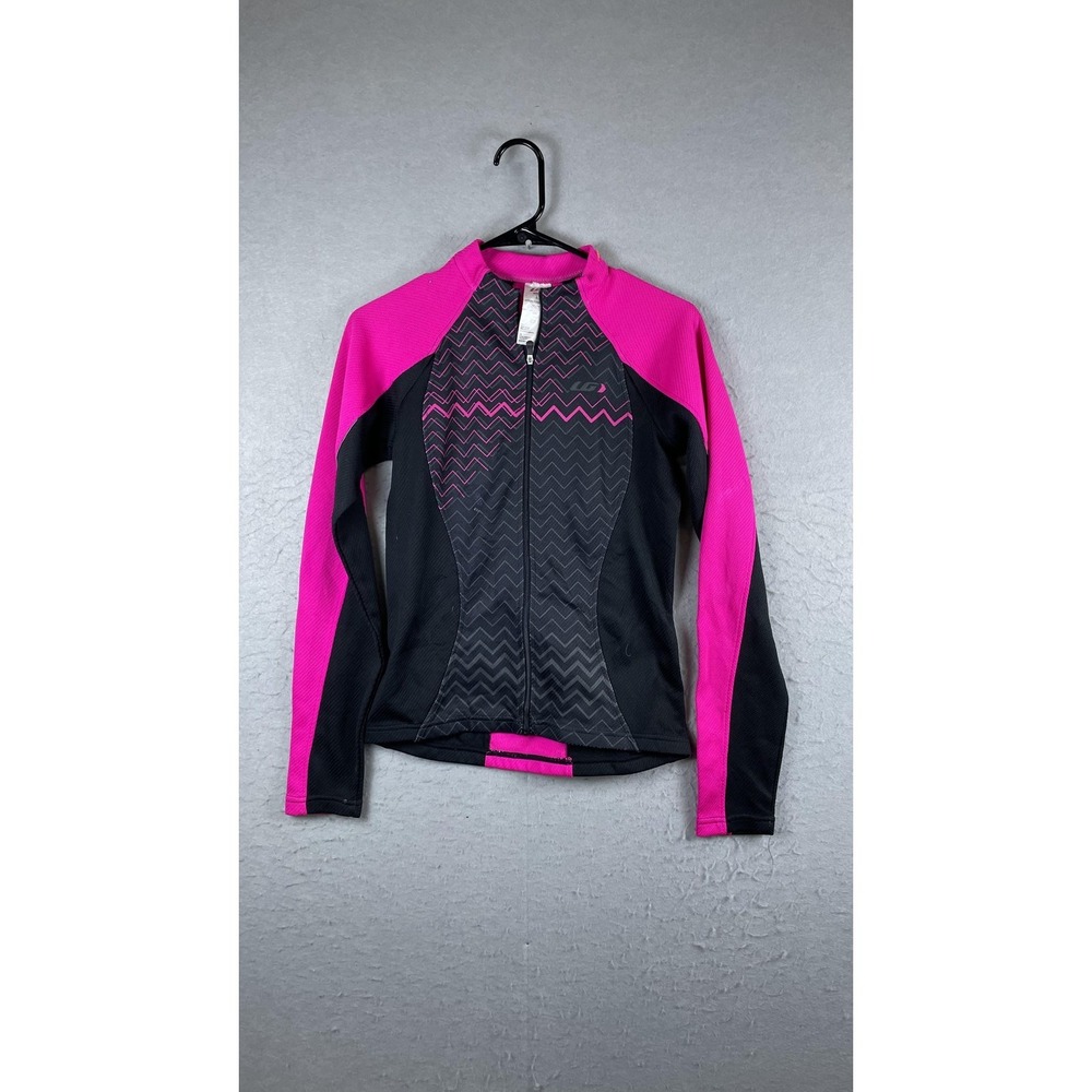 Garneau Cycling Jacket Womens‎ Medium Pink Black Full Zip Reflective Road Bike